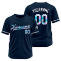Camiseta de béisbol azul marino personalizada con diseño bordado Camisetas de béisbol de hip hop personalizadas