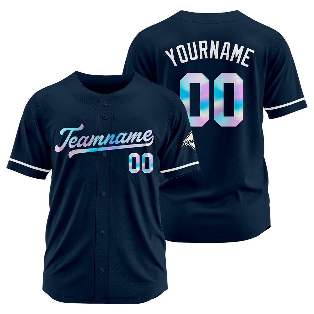 Camiseta de béisbol azul marino personalizada con diseño bordado Camisetas de béisbol de hip hop personalizadas