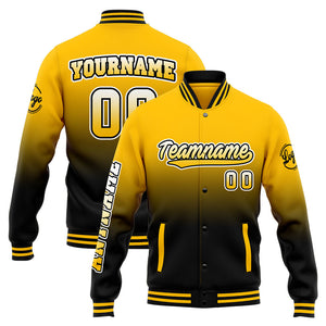 Chaqueta universitaria personalizada estilo Letterman para hombres-mujeres y jóvenes-color amarillo y negro