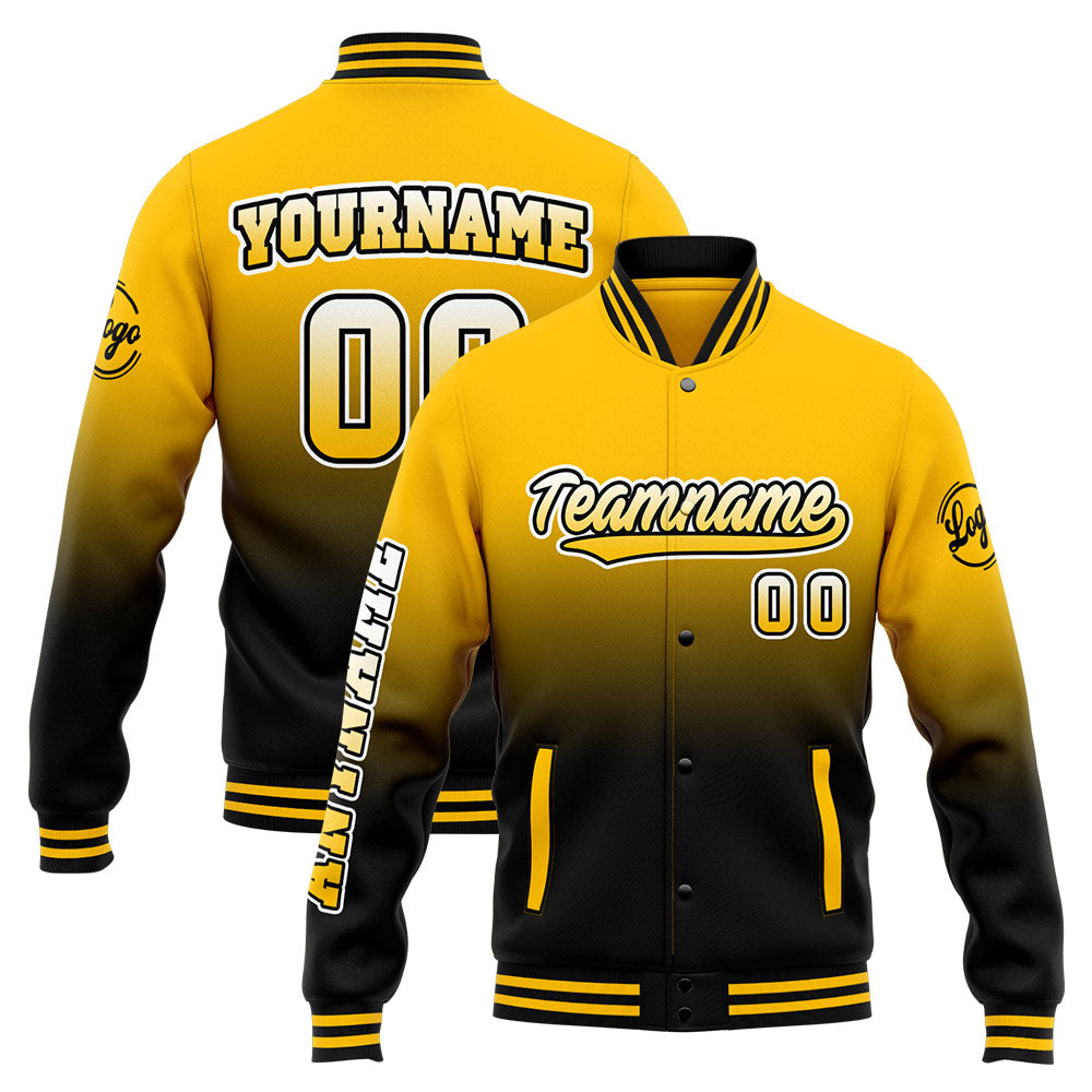Chaqueta universitaria personalizada estilo Letterman para hombres-mujeres y jóvenes-color amarillo y negro