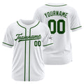 Camiseta de béisbol personalizada con diseño bordado & estilo hip hop & color blanco y verde oscuro