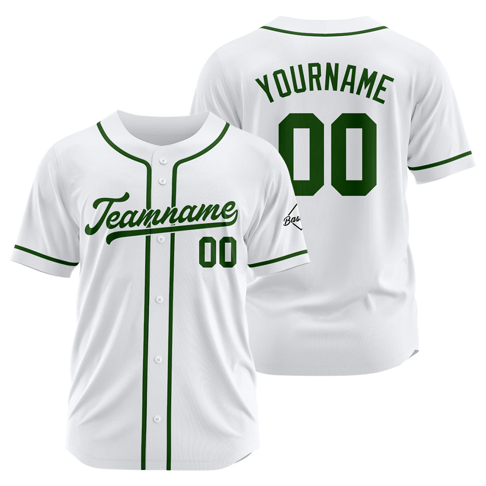 Camiseta de béisbol personalizada con diseño bordado & estilo hip hop & color blanco y verde oscuro