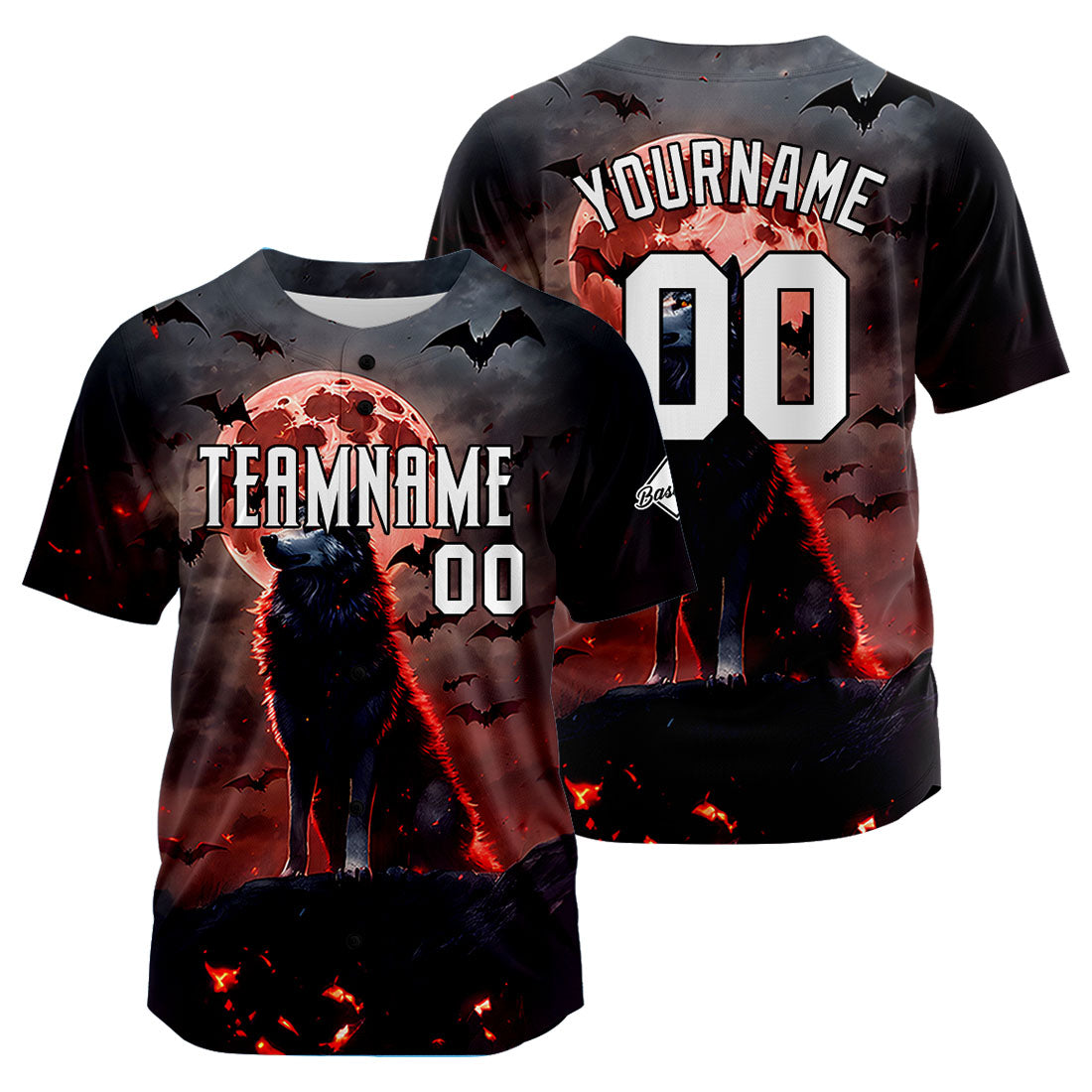 Uniformes de béisbol personalizados Blood Moon Wolf de alta calidad para adultos y niños & optimizados para el rendimiento