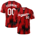 Camiseta de béisbol con dise?o personalizado estampado a todo color rojo y negro