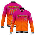 Chaqueta universitaria personalizada estilo Letterman para hombres-mujeres y jóvenes-color rosa y naranja