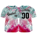 Dise?o personalizado de camiseta de béisbol con estampado completo en rojo y verde