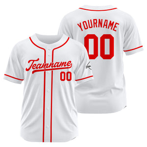 Camiseta de béisbol personalizada con diseño bordado & estilo hip hop & color blanco y rojo