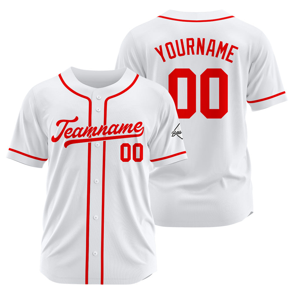 Camiseta de béisbol personalizada con diseño bordado & estilo hip hop & color blanco y rojo