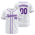 Camiseta de béisbol personalizada con diseño bordado & estilo hip hop & color blanco y morado