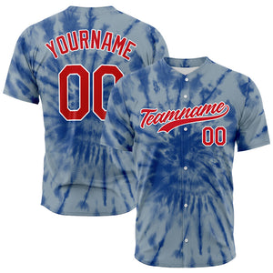 Camiseta de béisbol con dise?o personalizado estampado a todo color color gris y azul con efecto tie-dye