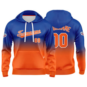 Sudadera con capucha personalizada con degradado para hombre-mujer-niña o niño Estampa tu logotipo-nombre o número en color naranja real