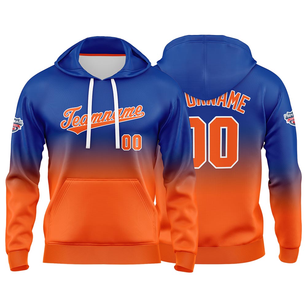 Sudadera con capucha personalizada con degradado para hombre-mujer-niña o niño Estampa tu logotipo-nombre o número en color naranja real
