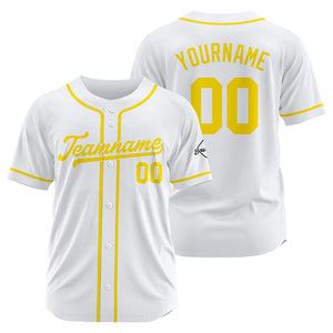 Camiseta de béisbol personalizada con diseño bordado & estilo hip hop & color blanco y amarillo