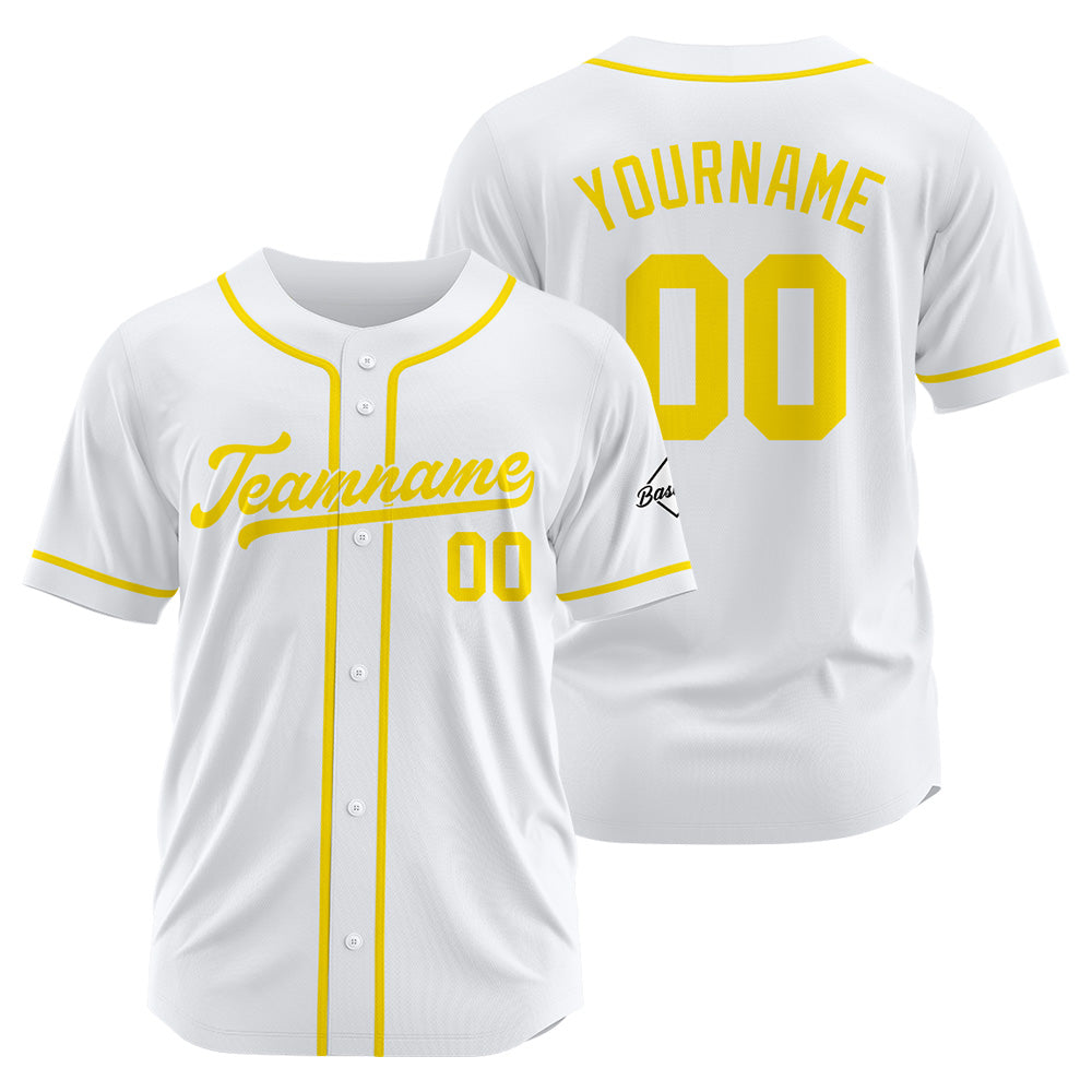 Camiseta de béisbol personalizada con diseño bordado & estilo hip hop & color blanco y amarillo