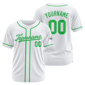 Camiseta de béisbol personalizada con diseño bordado & estilo hip hop & color blanco y verde