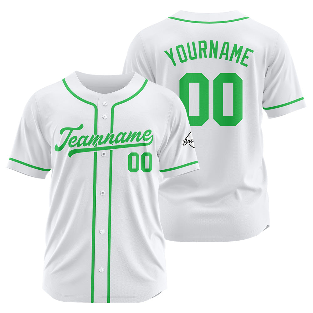 Camiseta de béisbol personalizada con diseño bordado & estilo hip hop & color blanco y verde
