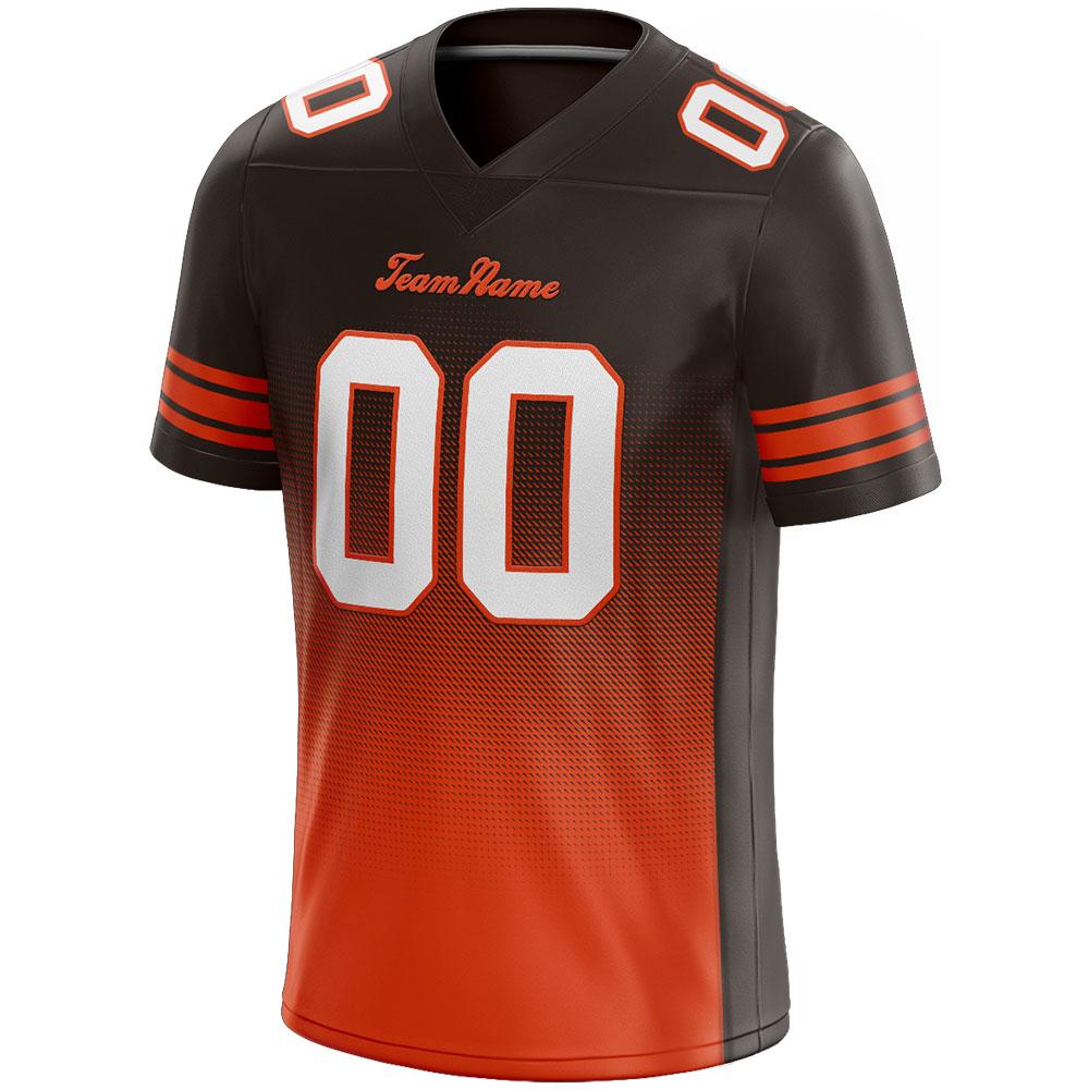 custom authentic gradient fashion football jersey gray-brown-orange