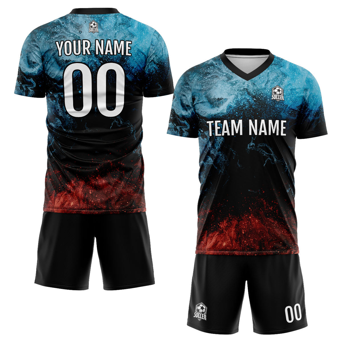 Conjunto personalizado de camiseta de uniforme de agua y fuego para niños y adultos