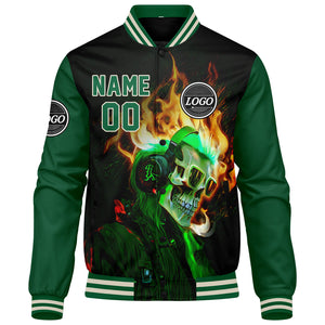 Chaqueta universitaria personalizada estilo Letterman para hombres-mujeres y jóvenes-color verde y negro