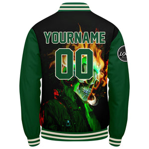 Chaqueta universitaria personalizada estilo Letterman para hombres-mujeres y jóvenes-color verde y negro