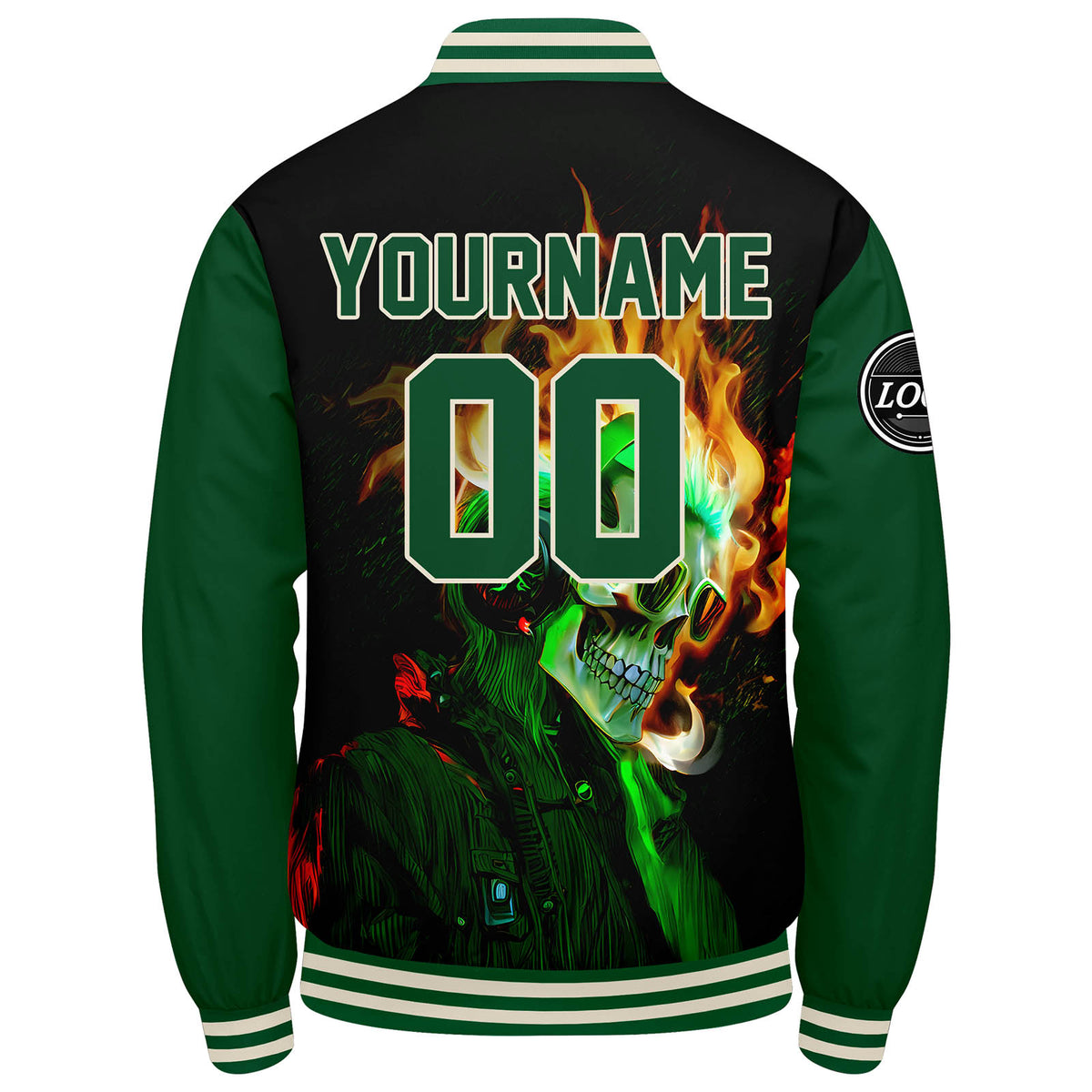 Chaqueta universitaria personalizada estilo Letterman para hombres-mujeres y jóvenes-color verde y negro
