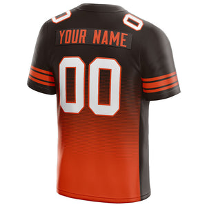custom authentic gradient fashion football jersey brown-orange-white