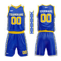 Uniforme de baloncesto personalizado color amarillo real con tu logotipo-nombre y número impresos