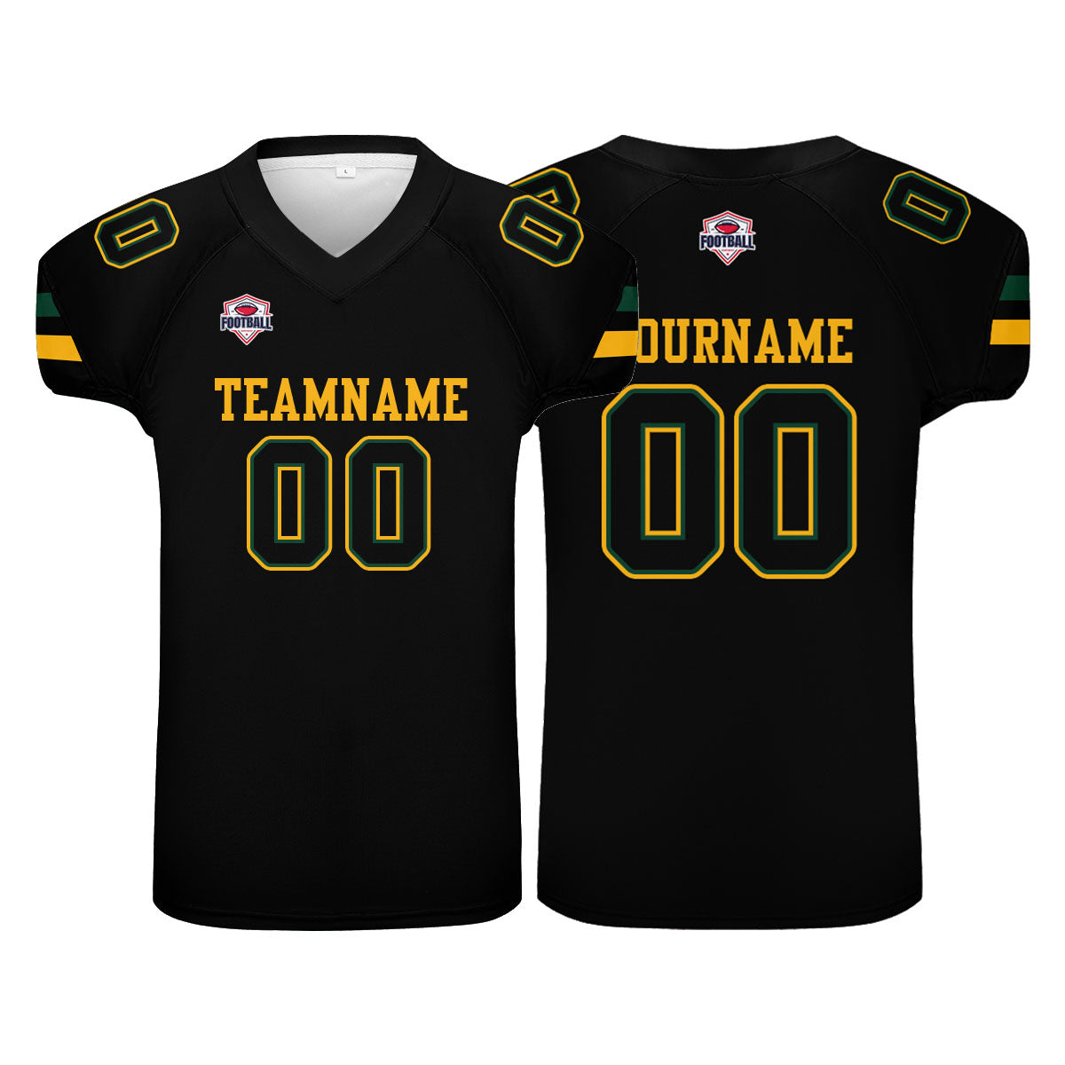 Camiseta de fútbol personalizada con nombre y número del equipo impresos en color negro