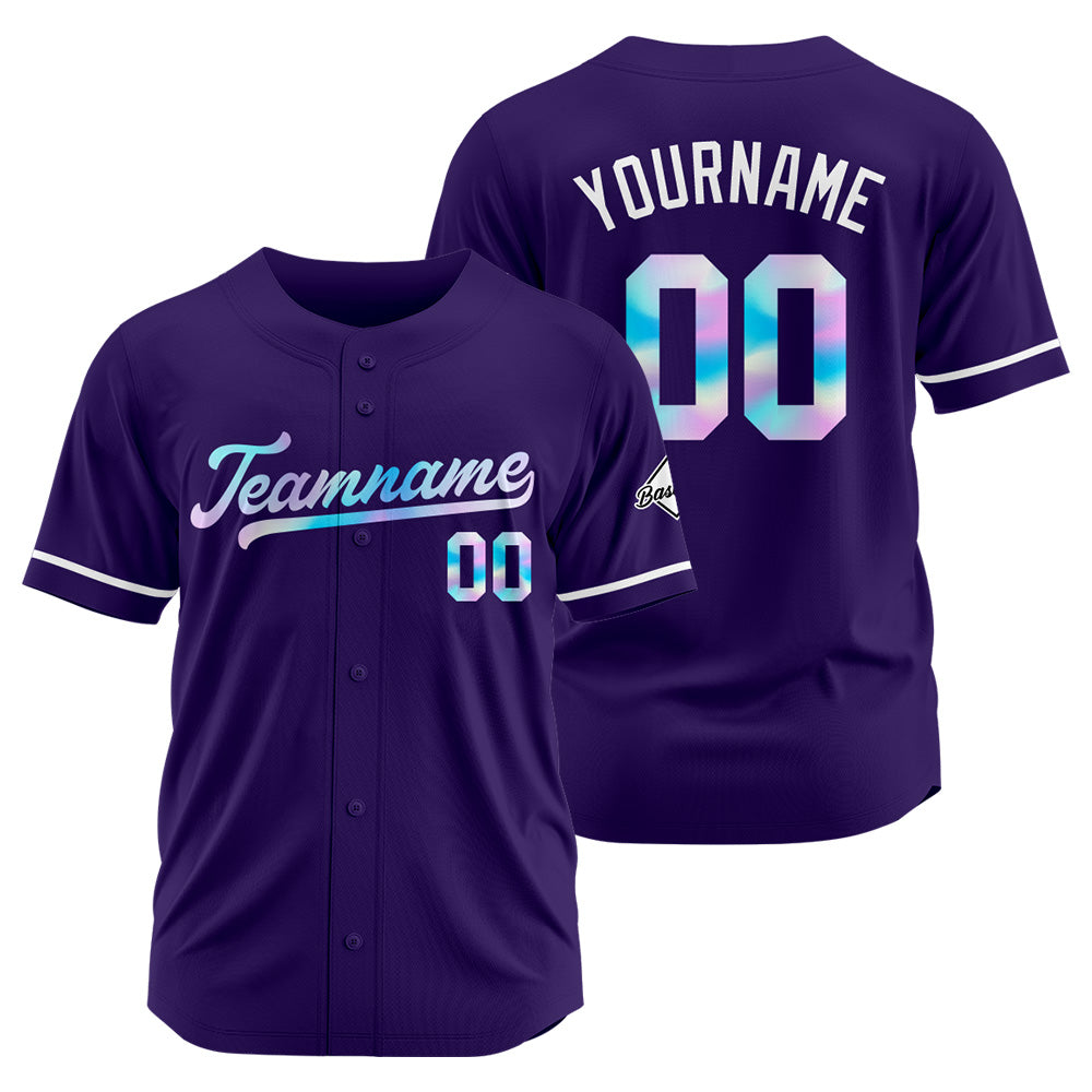 Camiseta de béisbol morada personalizada con diseño bordado Camisetas de béisbol de hip hop personalizadas