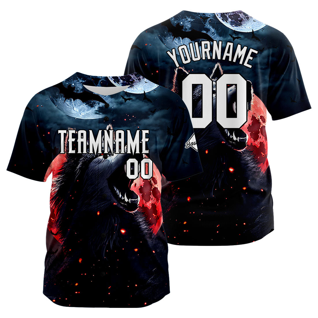 Uniformes de béisbol personalizados Blood Moon Wolf de alta calidad para adultos y niños & optimizados para el rendimiento