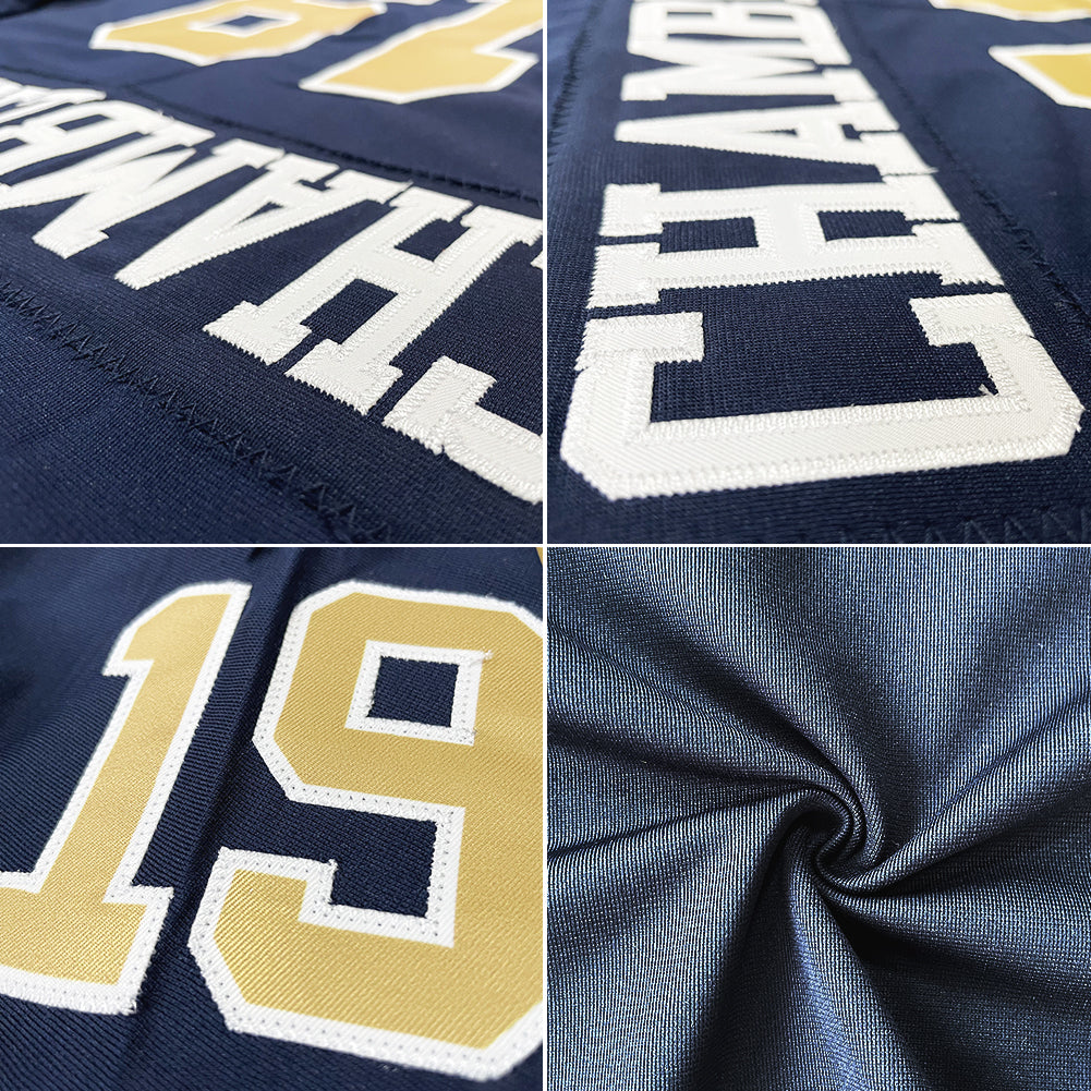customized authentic football jersey navy gold-white mesh