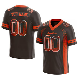 team custom authentic drift fashion football jersey brown-orange mesh