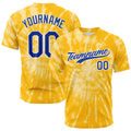Camiseta de béisbol amarilla con dise?o personalizado de estampado completo y efecto tie-dye
