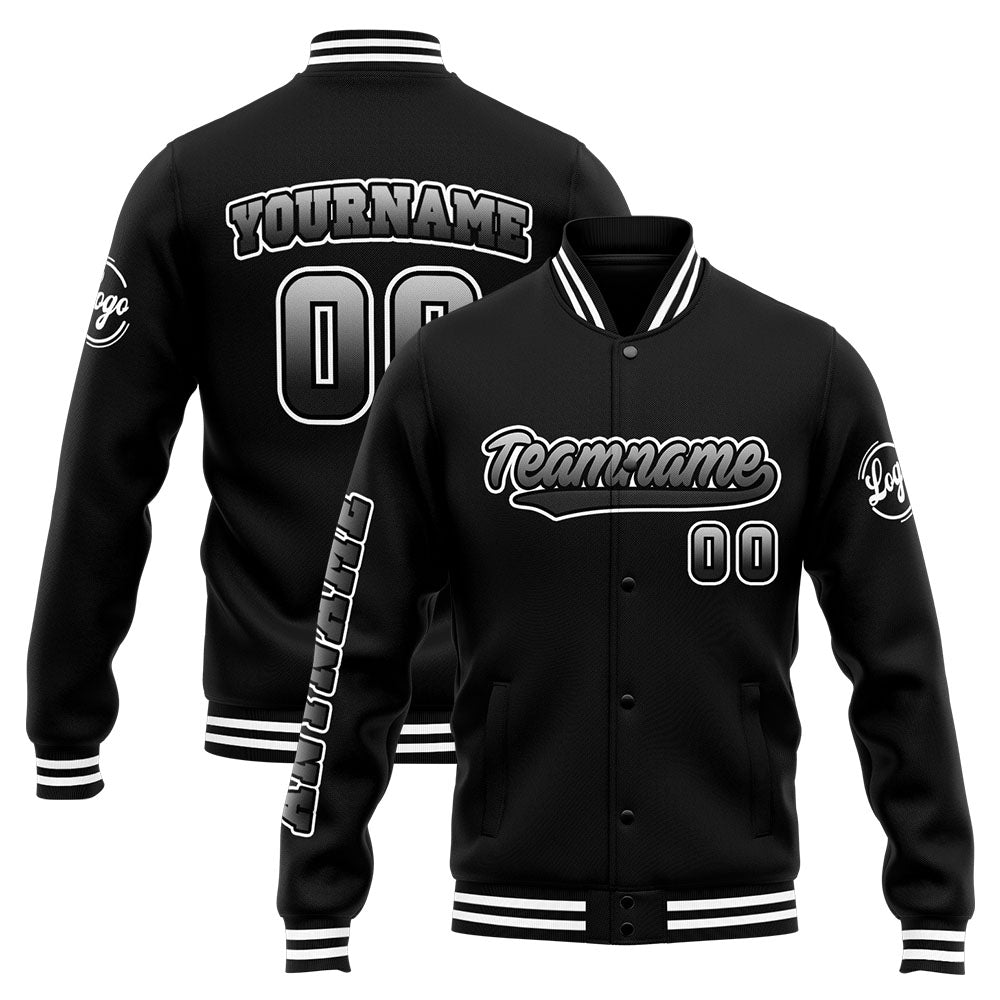 Chaqueta universitaria personalizada estilo Letterman para hombres-mujeres y jóvenes-color blanco y negro