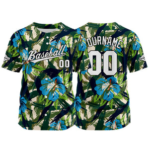 Camiseta de béisbol con dise?o personalizado estampado a todo color verde azul y negro