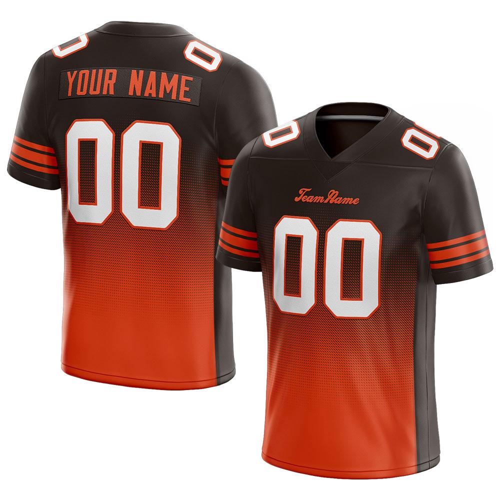 custom authentic gradient fashion football jersey gray-brown-orange