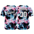 Dise?o personalizado de camiseta de béisbol con estampado completo en rosa negro y azul