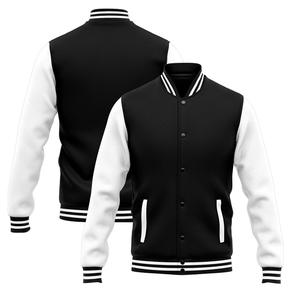 Chaqueta universitaria personalizada estilo Letterman para hombres-mujeres y jóvenes-color blanco y negro