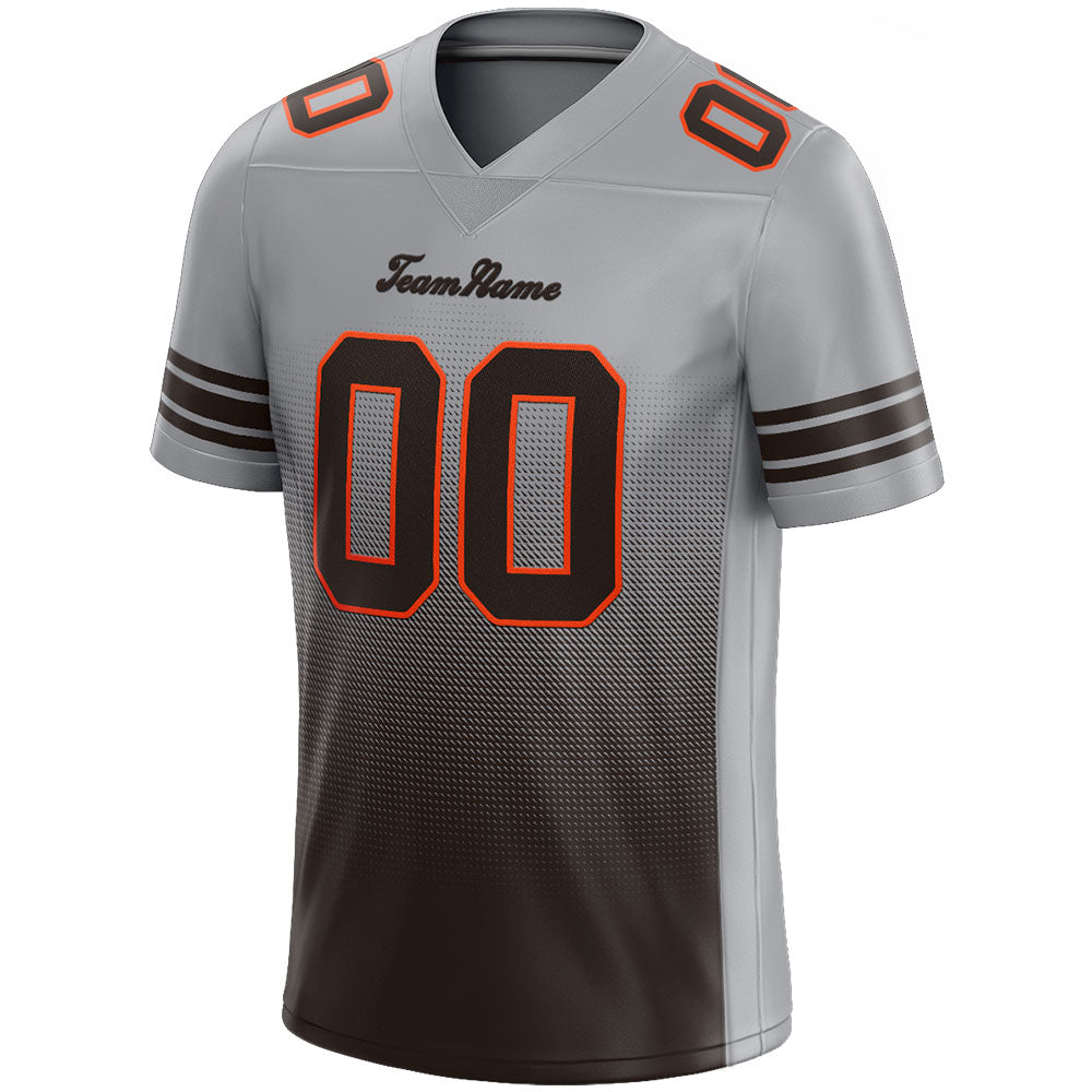 custom authentic gradient fashion football jersey brown-orange-white