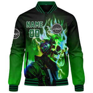 Chaqueta universitaria personalizada estilo Letterman para hombres-mujeres y jóvenes-color negro y verde