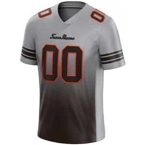 custom authentic gradient fashion football jersey gray-brown-orange