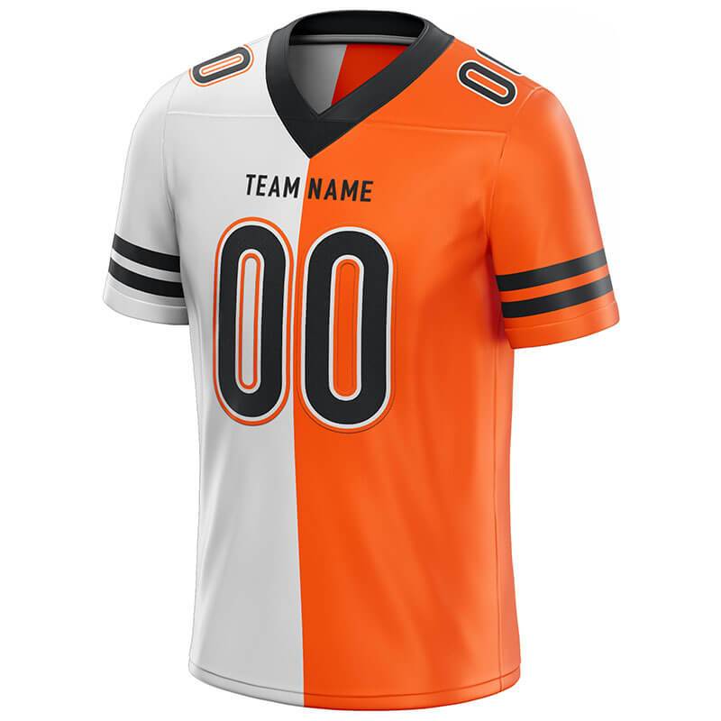 custom authentic split fashion football jersey brown-white-orange mesh