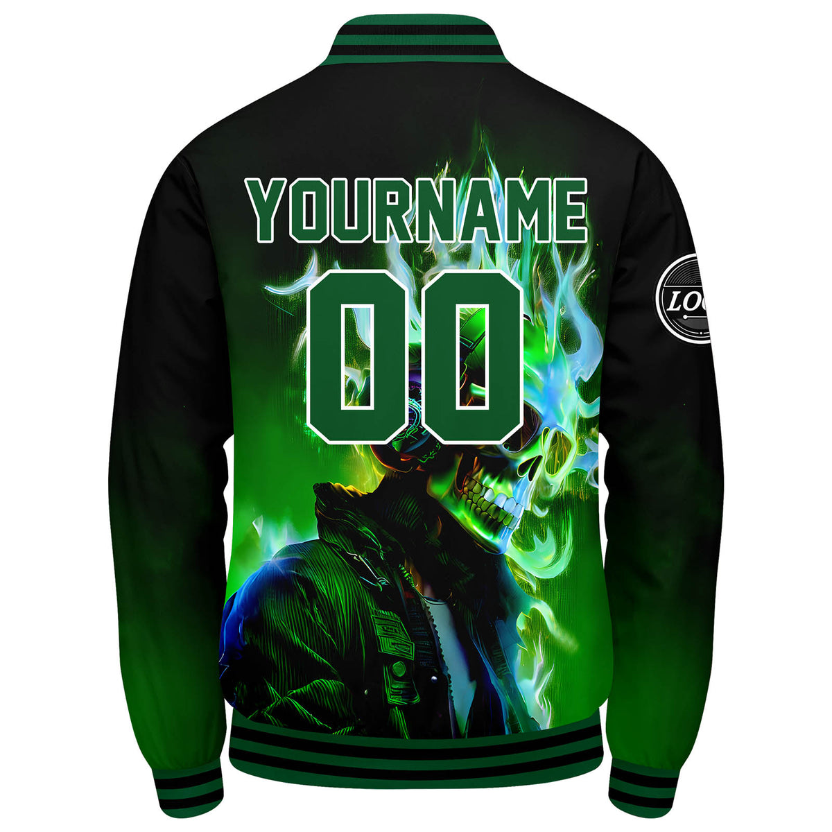 Chaqueta universitaria personalizada estilo Letterman para hombres-mujeres y jóvenes-color negro y verde