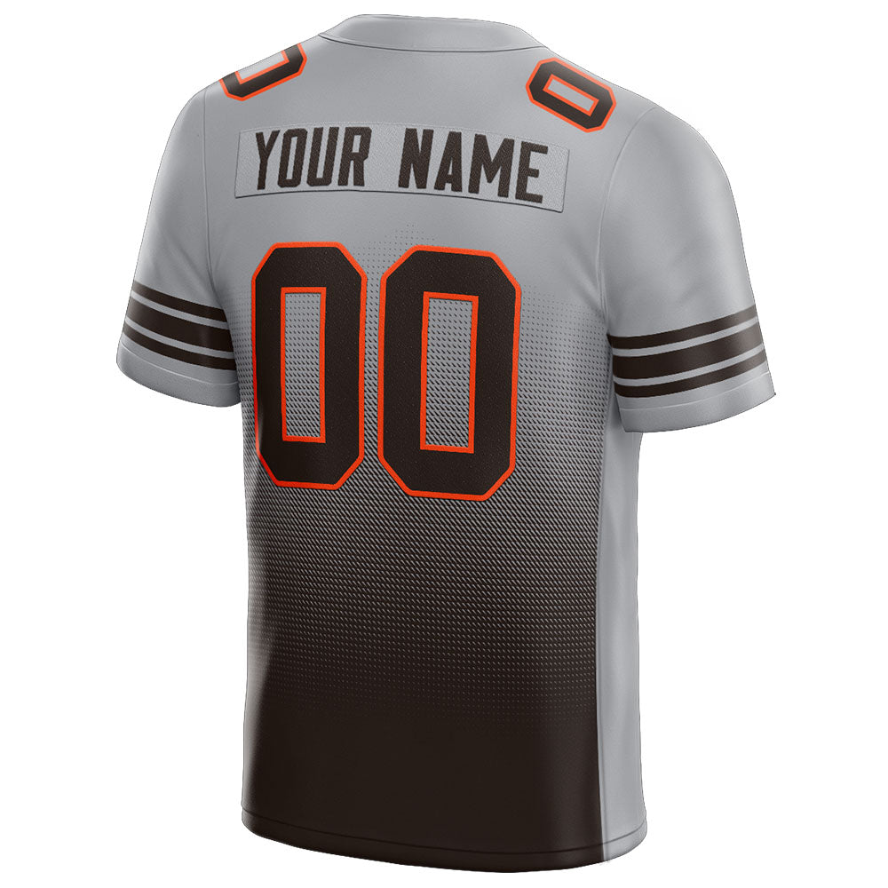 custom authentic gradient fashion football jersey brown-orange-white