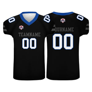 Camiseta de fútbol personalizada con nombre y número del equipo impresos en color negro