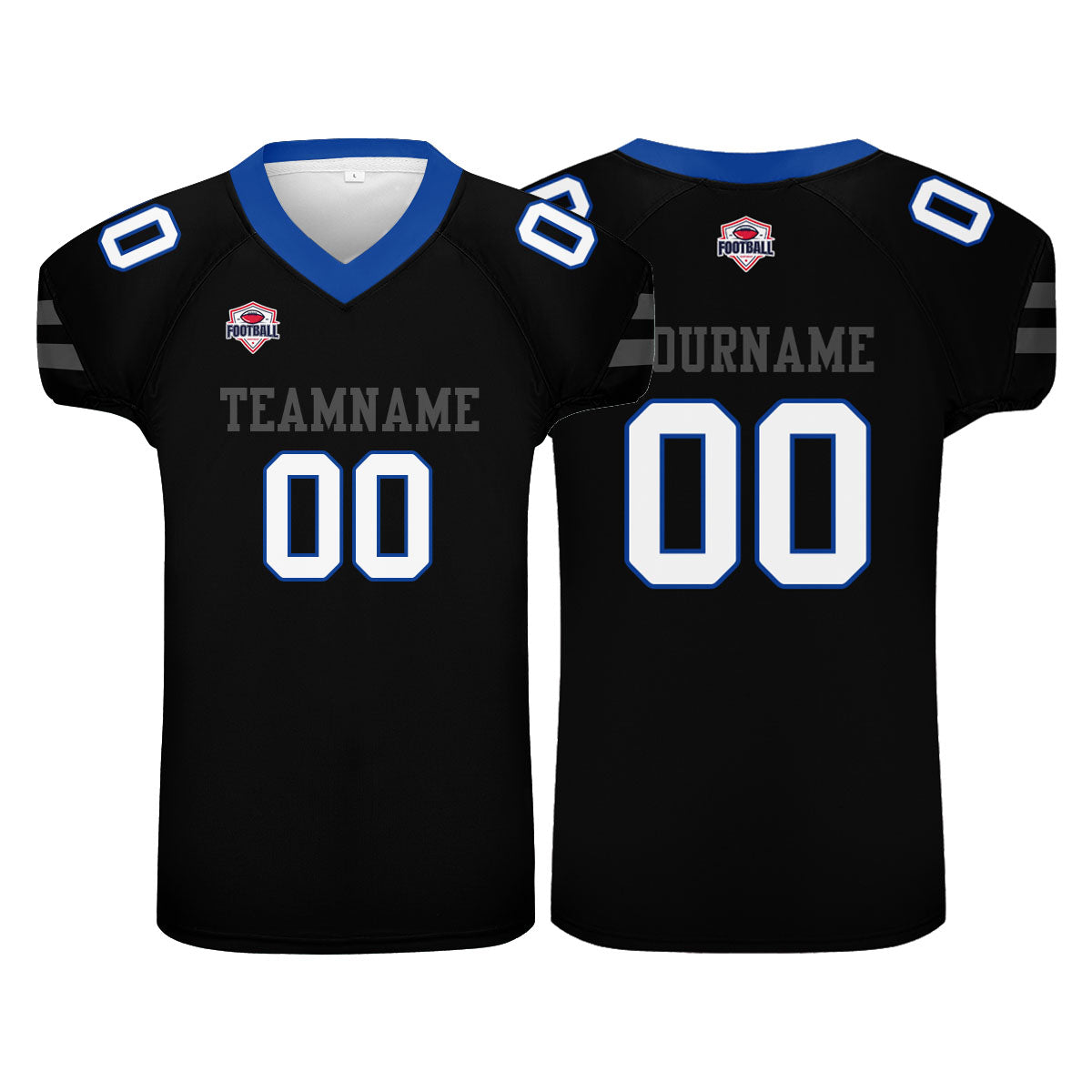 Camiseta de fútbol personalizada con nombre y número del equipo impresos en color negro