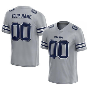 custom authentic football jersey gray-navy mesh
