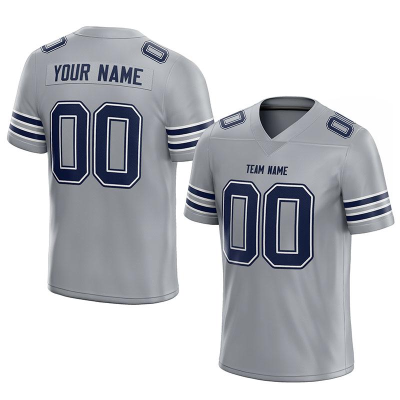 custom authentic football jersey gray-navy mesh