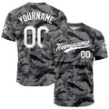 Camiseta de béisbol con dise?o personalizado estampado a todo color gris y negro