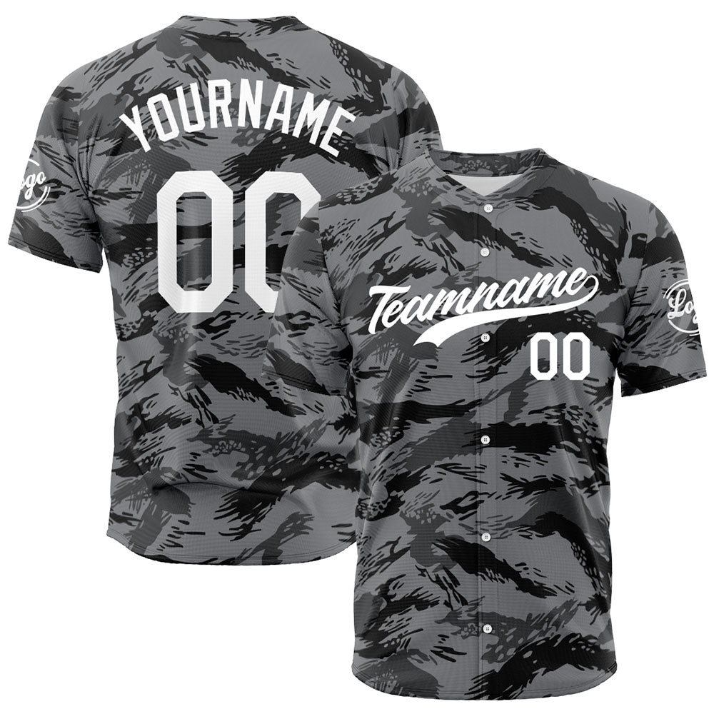 Camiseta de béisbol con dise?o personalizado estampado a todo color gris y negro
